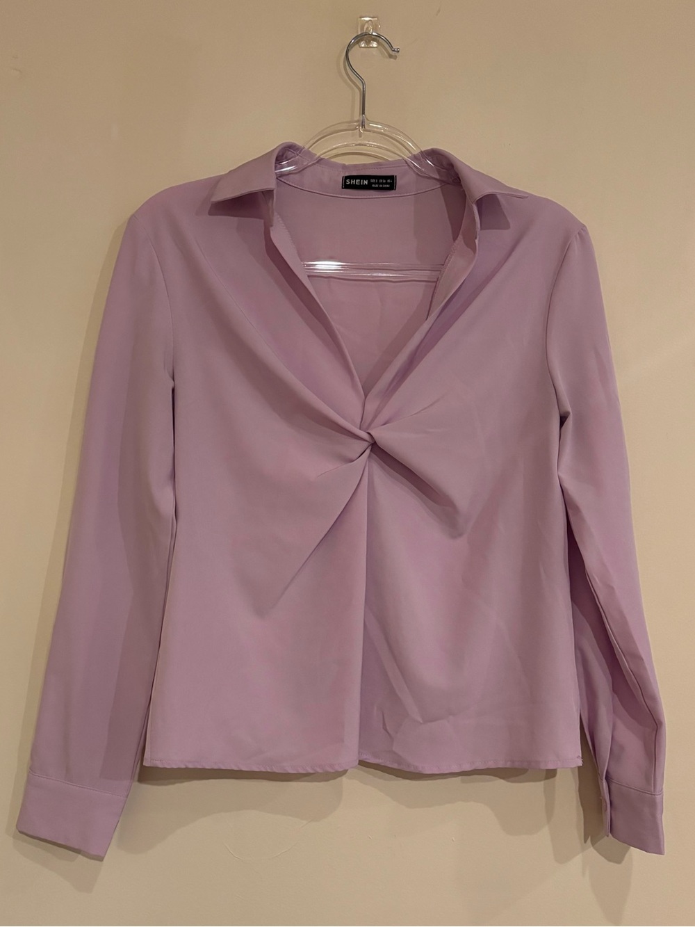 SHEIN Lilac Twist-Front Button-Down Shirt